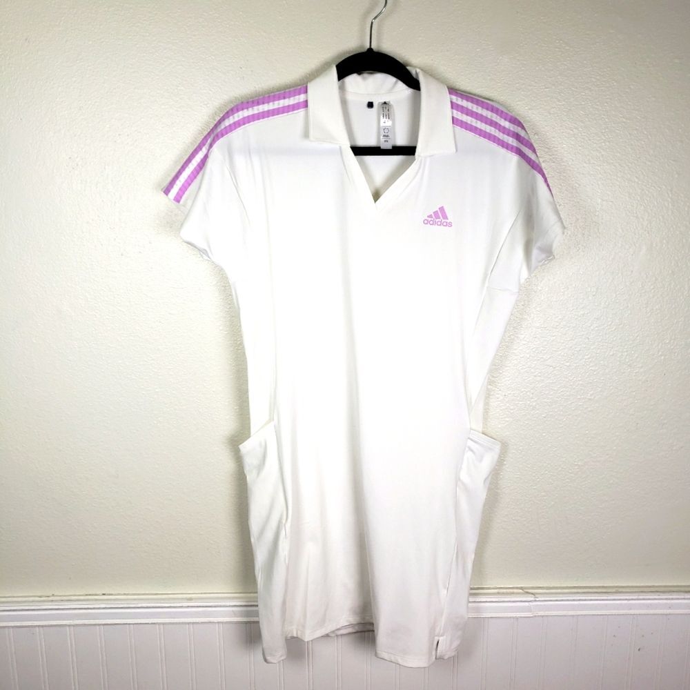 Adidas White and Pink Midi Dress